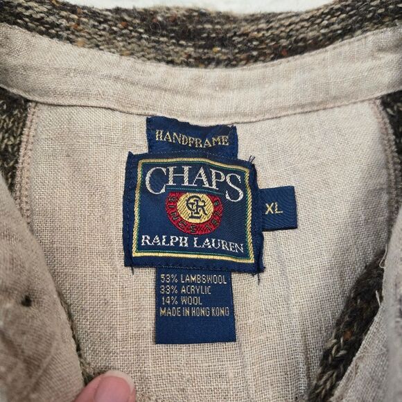 RALPH LAUREN CHAPS Vintage 90s Henley Lambswool | Wool Knit Sweater XL - Picture 6 of 14